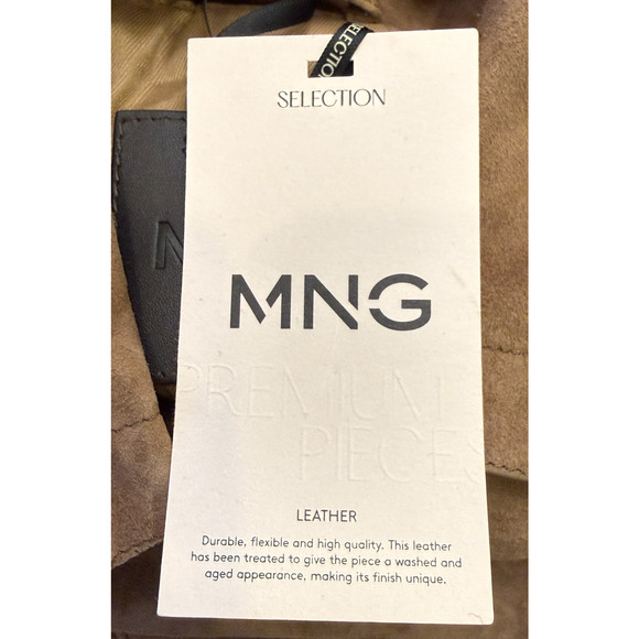 NWT MANGO SELECTION MNG MEDIUM BROWN SUEDE LEATHER JACKET COAT SZ XS - Picture 10 of 12